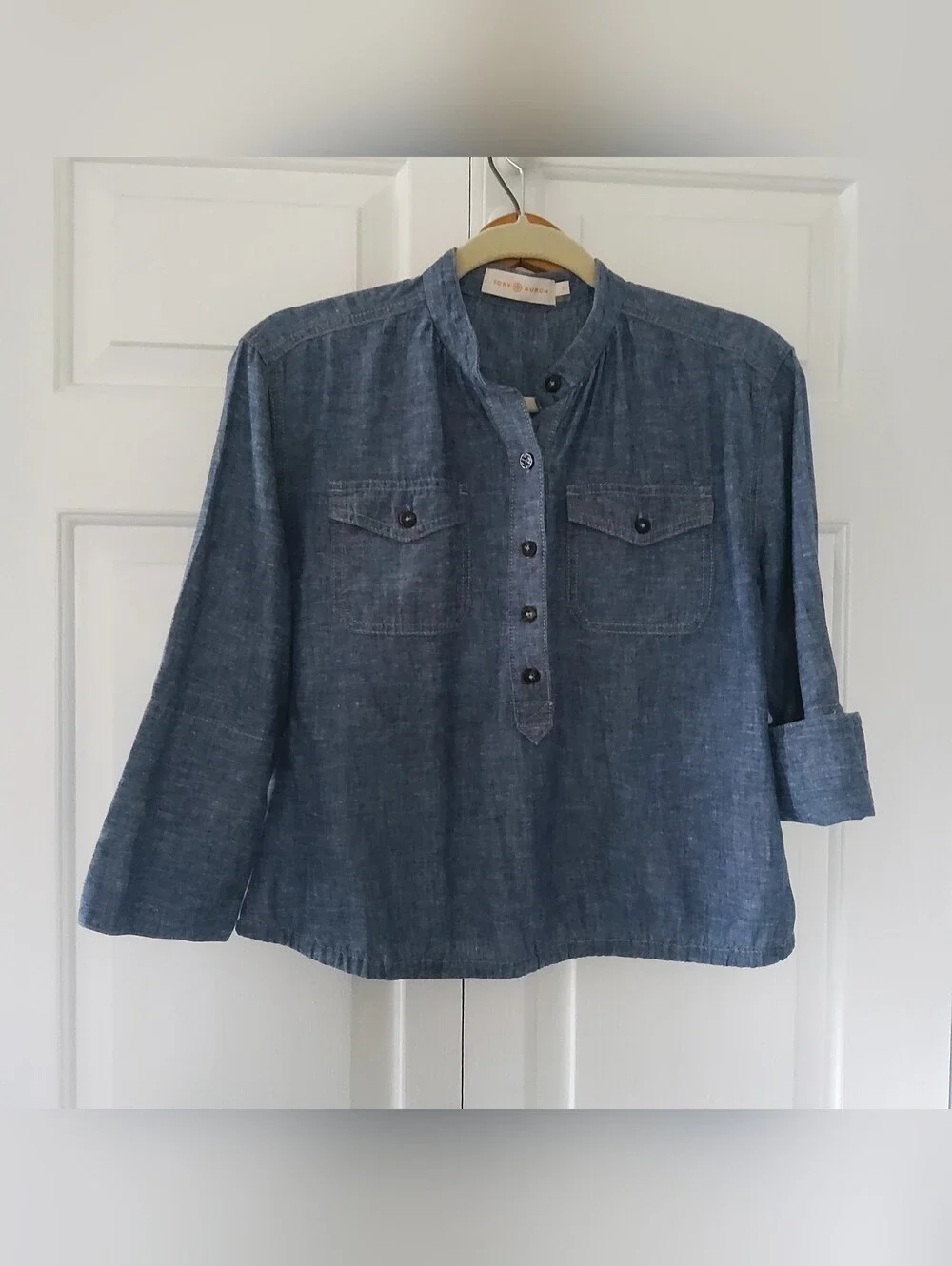 Tory Burch Chambray Button-Front Women's Top - Blue Size 2